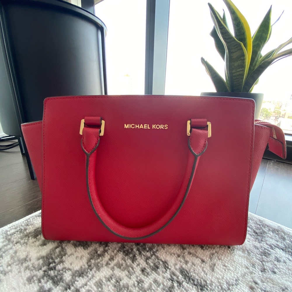 Michael Kors Selma Medium Red Satchel